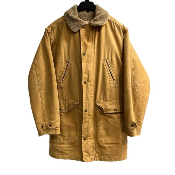Vintage Woolrich Jacket Mens S Canvas Fur Lined Chore Barn Coat Gorp USA - Picture 1 of 16